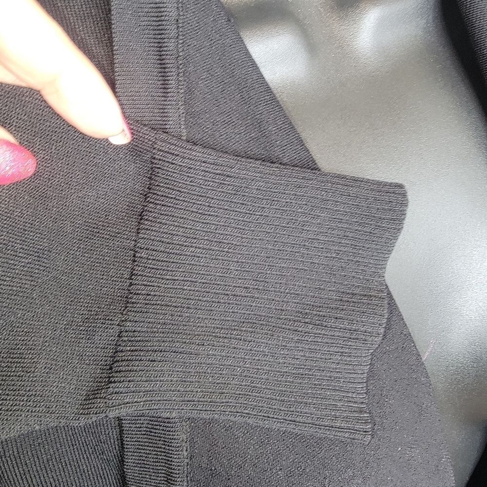 Whbm Pocket-Detail Black Open Front Midi Coverup … - image 8